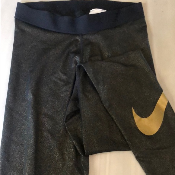 Black/Gold glitter Nike Legging S - Picture 1 of 2